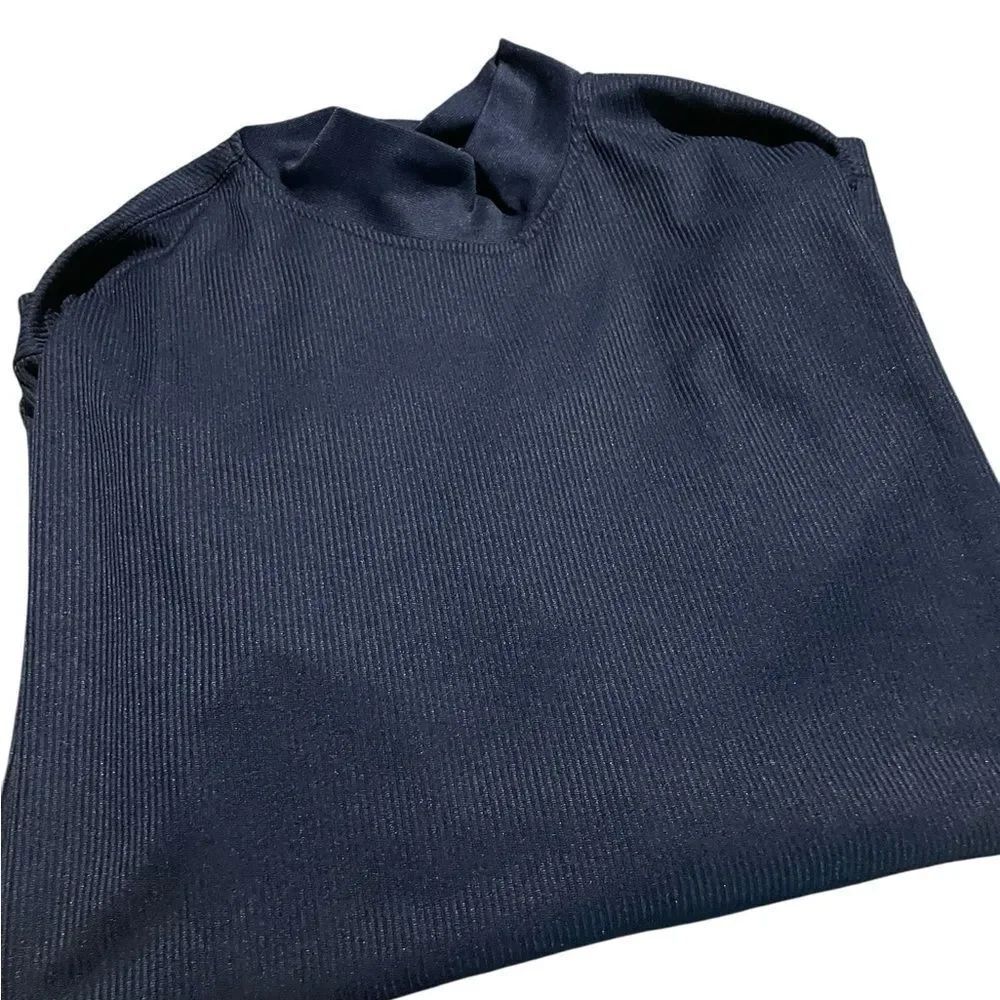 Claiborne Performance navy Ribbed Long Sleeve mock turtle neck size large
